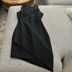 Asymmetrical black dress, size 0.